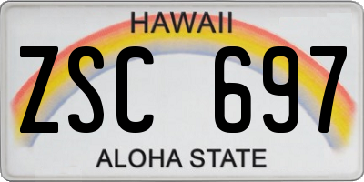 HI license plate ZSC697
