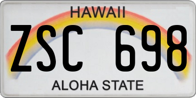 HI license plate ZSC698