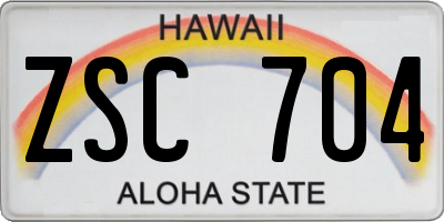 HI license plate ZSC704