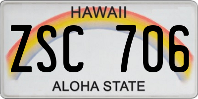 HI license plate ZSC706