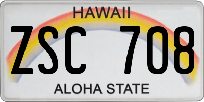 HI license plate ZSC708