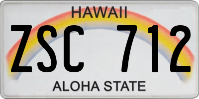 HI license plate ZSC712