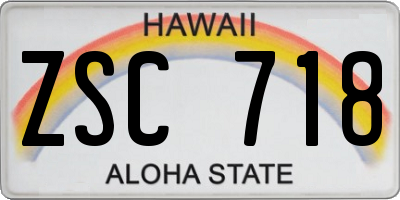 HI license plate ZSC718