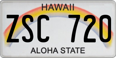 HI license plate ZSC720