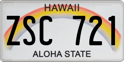 HI license plate ZSC721