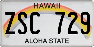 HI license plate ZSC729