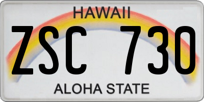 HI license plate ZSC730