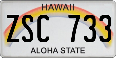 HI license plate ZSC733