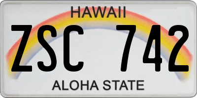 HI license plate ZSC742