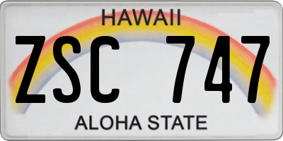 HI license plate ZSC747
