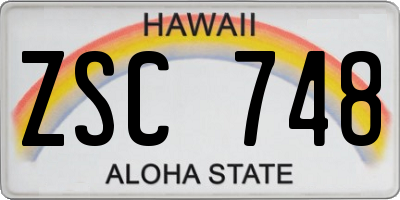 HI license plate ZSC748