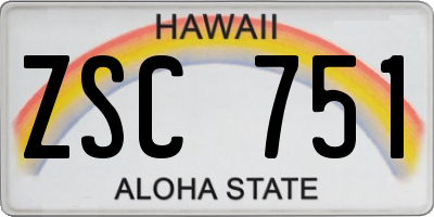 HI license plate ZSC751