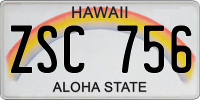 HI license plate ZSC756