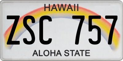 HI license plate ZSC757