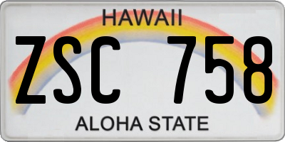 HI license plate ZSC758