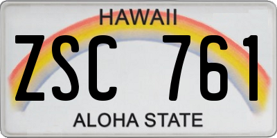 HI license plate ZSC761