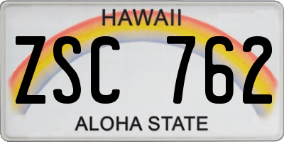 HI license plate ZSC762