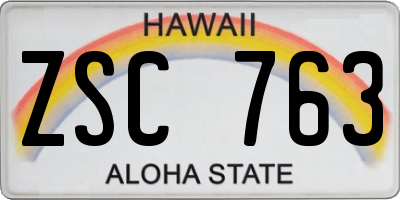 HI license plate ZSC763