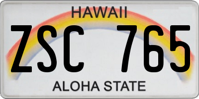 HI license plate ZSC765