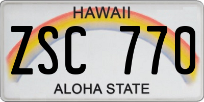 HI license plate ZSC770