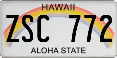 HI license plate ZSC772