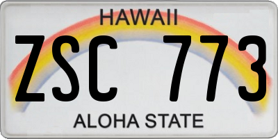 HI license plate ZSC773