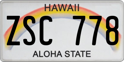 HI license plate ZSC778
