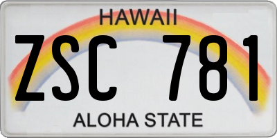 HI license plate ZSC781
