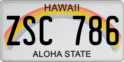 HI license plate ZSC786