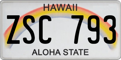 HI license plate ZSC793