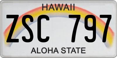 HI license plate ZSC797