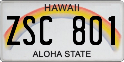 HI license plate ZSC801