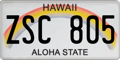 HI license plate ZSC805