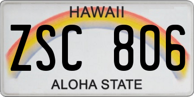 HI license plate ZSC806