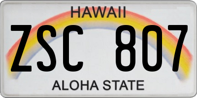 HI license plate ZSC807