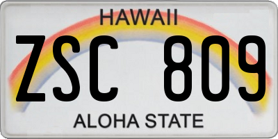 HI license plate ZSC809