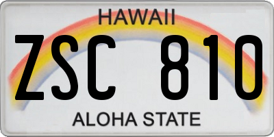 HI license plate ZSC810