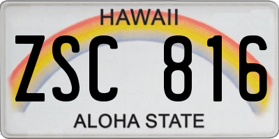 HI license plate ZSC816