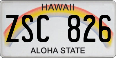 HI license plate ZSC826