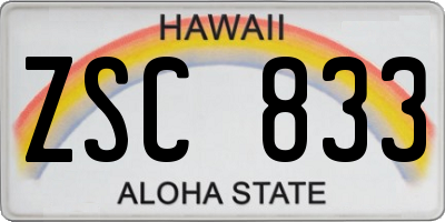 HI license plate ZSC833