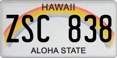HI license plate ZSC838