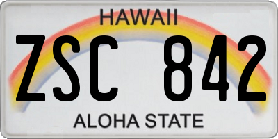 HI license plate ZSC842