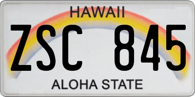 HI license plate ZSC845