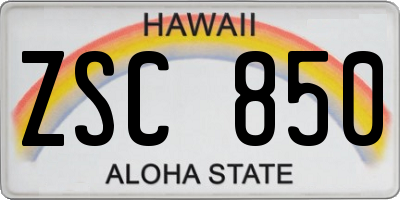 HI license plate ZSC850