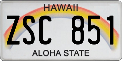 HI license plate ZSC851