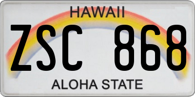 HI license plate ZSC868