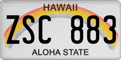 HI license plate ZSC883