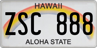 HI license plate ZSC888
