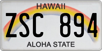 HI license plate ZSC894