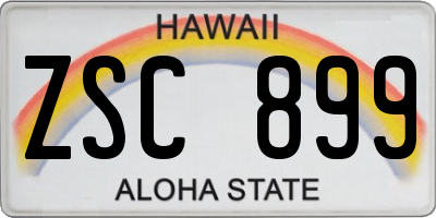 HI license plate ZSC899